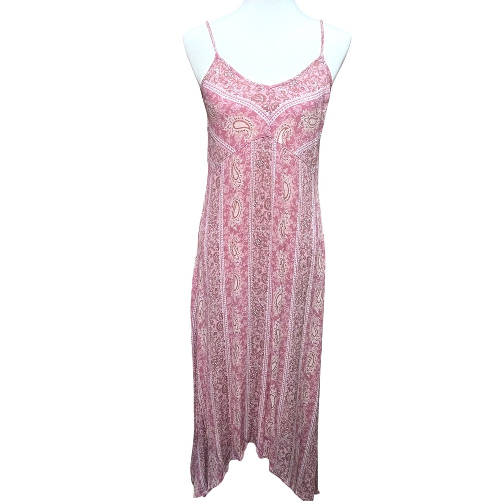 Slip dress Y2K Women's Pink Empire‎ Waist Handkerchief Hem Flowy Strap Dress L